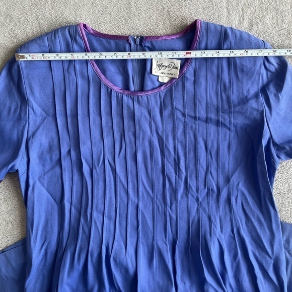 Vintage 90s purple front pleated midi dress size12 - Picture 6 of 12